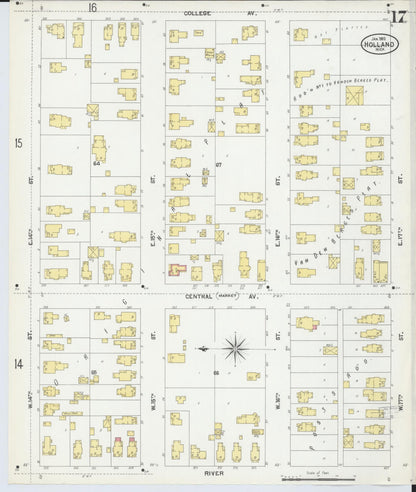 Sanborn Fire Insurance Map from Holland, Ottawa County, Michigan (1902), Sheet #0017 - Complete Map Set gallery image, historic Sanborn map, vintage wall art, Michigan Michigan