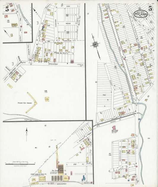 Sanborn Fire Insurance Map from Pitcairn, Allegheny County, Pennsylvania (1927), Sheet #0005 - Historic Sanborn Fire Insurance Map Print, vintage old map wall art, antique decor, genealogy gift, Pennsylvania Pennsylvania map