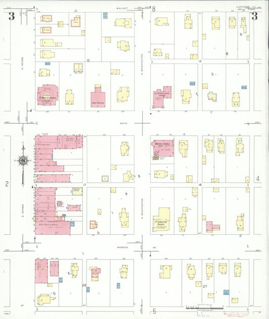 Sanborn Fire Insurance Map from Carthage, Hancock County, Illinois (1943), Sheet #0003 - Historic Sanborn Fire Insurance Map Print, vintage old map wall art, antique decor, genealogy gift, Illinois Illinois map