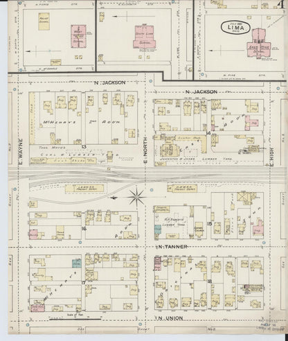 Sanborn Fire Insurance Map from Lima, Allen County, Ohio (1887), Sheet #0004 - Complete Map Set gallery image, historic Sanborn map, vintage wall art, Ohio Ohio