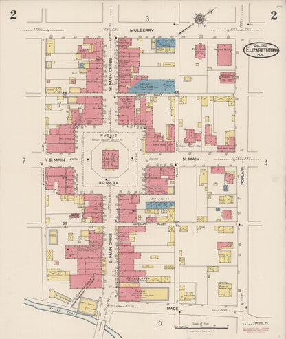 Sanborn Fire Insurance Map from Elizabethtown, Hardin County, Kentucky (1922), Sheet #0002 - Complete Map Set gallery image, historic Sanborn map, vintage wall art, Kentucky Kentucky