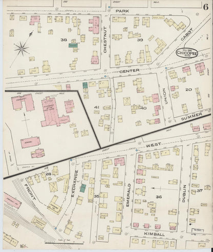 Sanborn Fire Insurance Map from Chicopee, Hampden County, Massachusetts (1885), Sheet #0006 - Complete Map Set gallery image, historic Sanborn map, vintage wall art, Massachusetts Massachusetts