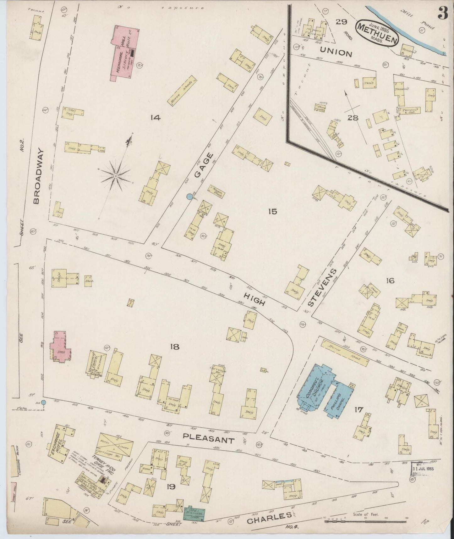 Sanborn Fire Insurance Map from Methuen, Essex County, Massachusetts (1885), Sheet #0003 - Complete Map Set gallery image, historic Sanborn map, vintage wall art, Massachusetts Massachusetts