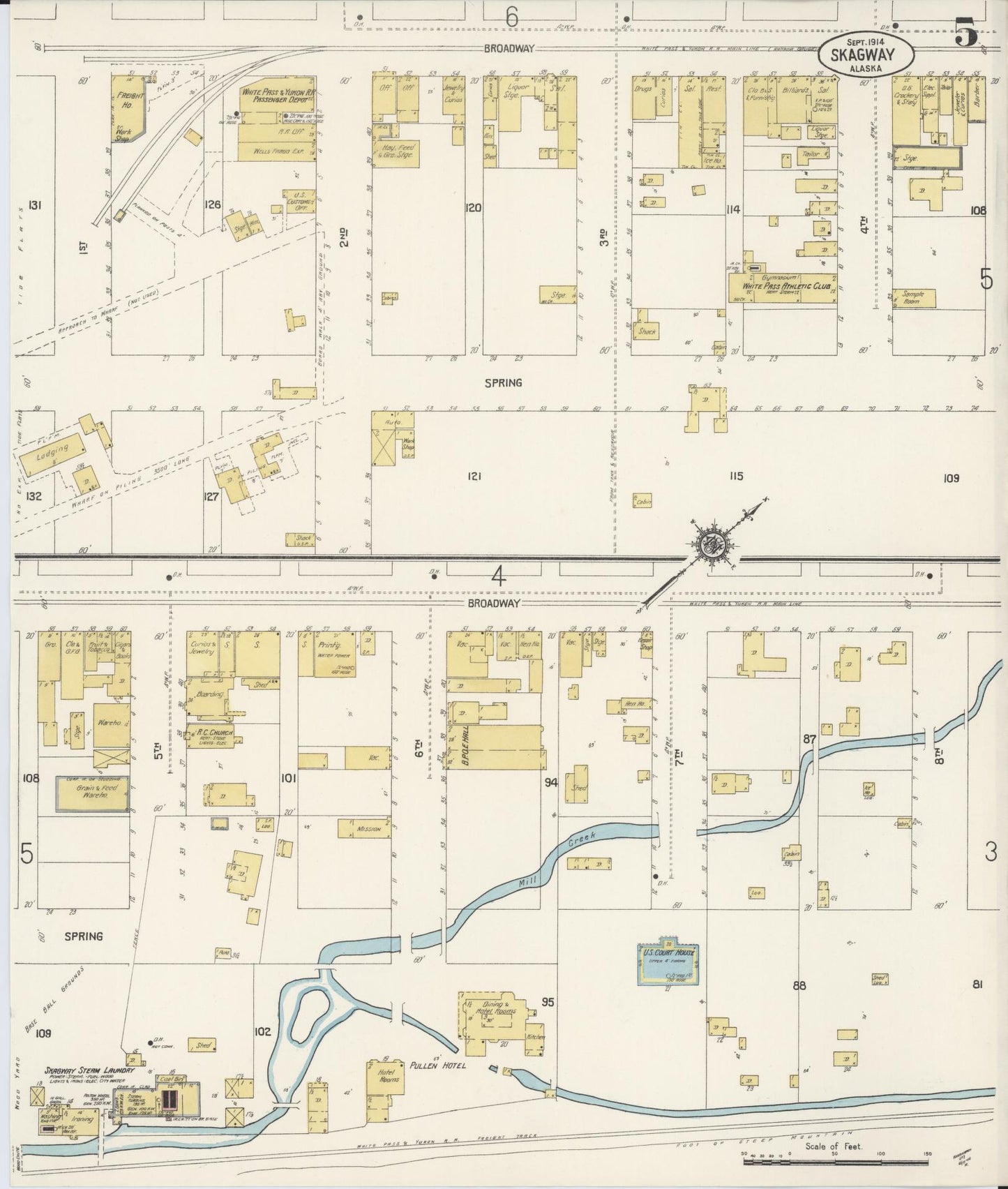 Sanborn Fire Insurance Map from Skagway, Skagway-yakutat Census Division, Alaska (1914), Sheet #0005 - Complete Map Set gallery image, historic Sanborn map, vintage wall art, Alaska Alaska