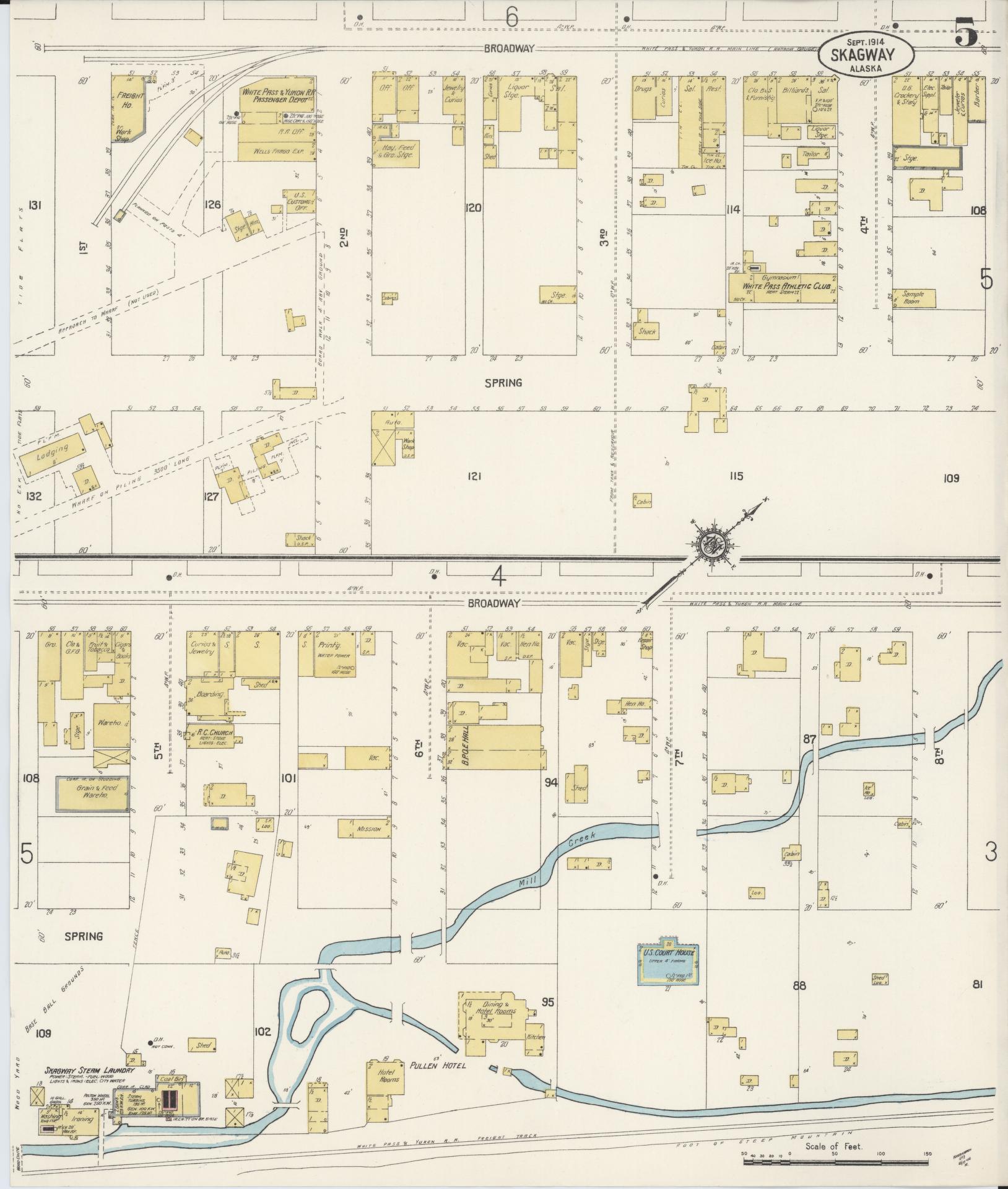 Sanborn Fire Insurance Map from Skagway, Skagway-yakutat Census Division, Alaska (1914), Sheet #0005 - Complete Map Set gallery image, historic Sanborn map, vintage wall art, Alaska Alaska