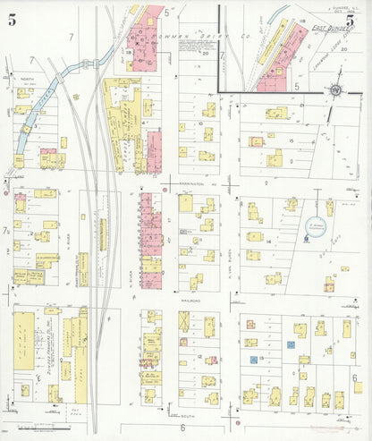Sanborn Fire Insurance Map from Dundee, Kane County, Illinois (1933), Sheet #0005 - Historic Sanborn Fire Insurance Map Print, vintage old map wall art, antique decor, genealogy gift, Illinois Illinois map