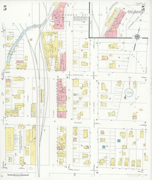 Sanborn Fire Insurance Map from Dundee, Kane County, Illinois (1933), Sheet #0005 - Historic Sanborn Fire Insurance Map Print, vintage old map wall art, antique decor, genealogy gift, Illinois Illinois map