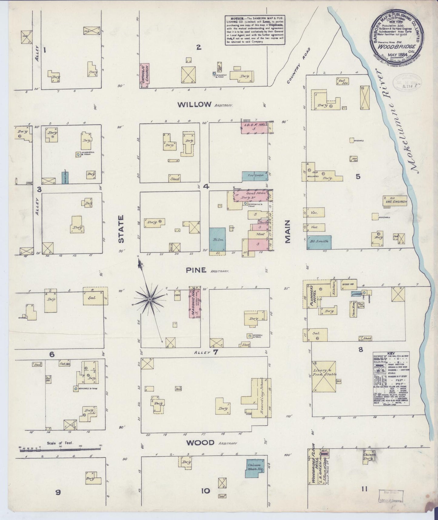 Sanborn Fire Insurance Map from Woodbridge, San Joaquin County, California. (1884) – Historic Sanborn Fire Insurance Map Print