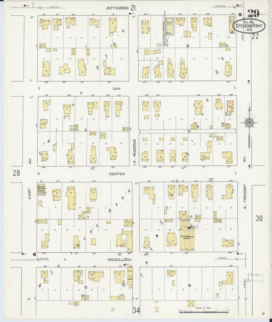 Sanborn Fire Insurance Map from Stevens Point, Portage County, Wisconsin (1912), Sheet #0029 - Historic Sanborn Fire Insurance Map Print, vintage old map wall art, antique decor, genealogy gift, Wisconsin Wisconsin map