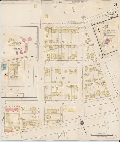 Sanborn Fire Insurance Map from Havre, Hill County, Montana (1943), Sheet #0008 - Complete Map Set gallery image, historic Sanborn map, vintage wall art, Montana Montana