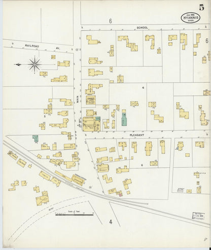 Sanborn Fire Insurance Map from Hyannis, Barnstable County, Massachusetts (1906), Sheet #0005 - Complete Map Set gallery image, historic Sanborn map, vintage wall art, Massachusetts Massachusetts