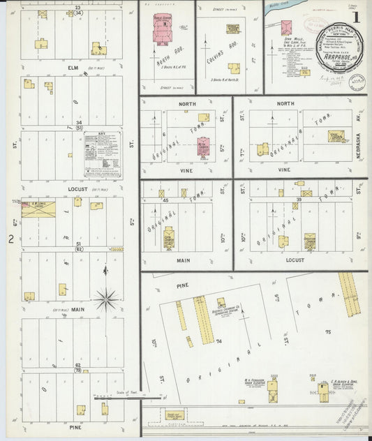 Sanborn Fire Insurance Map from Arapahoe, Furnas County, Nebraska (1899), Sheet #0001 - Historic Sanborn Fire Insurance Map Print, vintage old map wall art, antique decor, genealogy gift, Nebraska Nebraska map