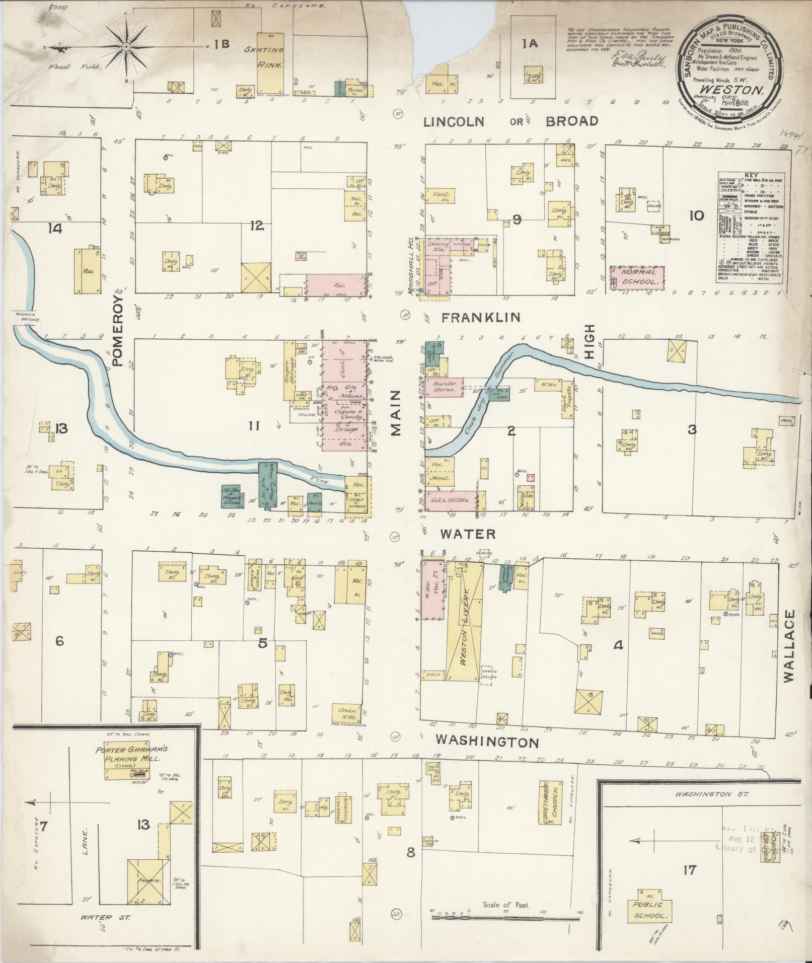 Sanborn Fire Insurance Map from Weston, Umatilla County, Oregon (1888), Sheet #0001 - Historic Sanborn Fire Insurance Map Print, vintage old map wall art, antique decor, genealogy gift, Oregon Oregon map