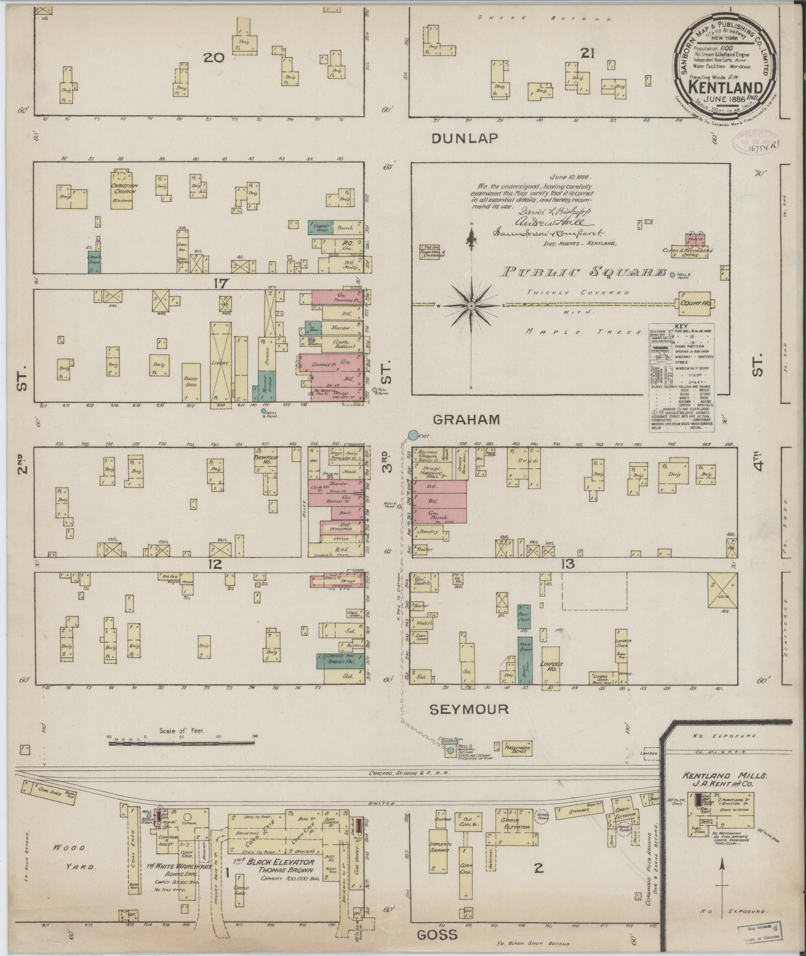 Sanborn Fire Insurance Map from Kentland, Newton County, Indiana. (1886) – Historic Sanborn Fire Insurance Map Print