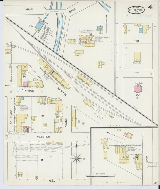 Sanborn Fire Insurance Map from Chilton, Calumet County, Wisconsin (1892), Sheet #0004 - Historic Sanborn Fire Insurance Map Print, vintage old map wall art, antique decor, genealogy gift, Wisconsin Wisconsin map