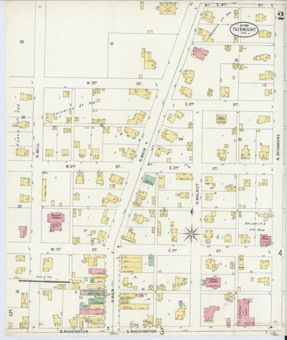 Sanborn Fire Insurance Map from Fairmount, Grant County, Indiana (1898), Sheet #0002 - Historic Sanborn Fire Insurance Map Print, vintage old map wall art, antique decor, genealogy gift, Indiana Indiana map