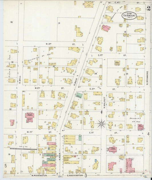 Sanborn Fire Insurance Map from Fairmount, Grant County, Indiana (1898), Sheet #0002 - Historic Sanborn Fire Insurance Map Print, vintage old map wall art, antique decor, genealogy gift, Indiana Indiana map