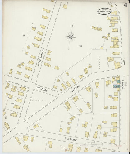 Sanborn Fire Insurance Map from Hamilton, Madison County, New York (1893), Sheet #0004 - Historic Sanborn Fire Insurance Map Print, vintage old map wall art, antique decor, genealogy gift, New York New York map