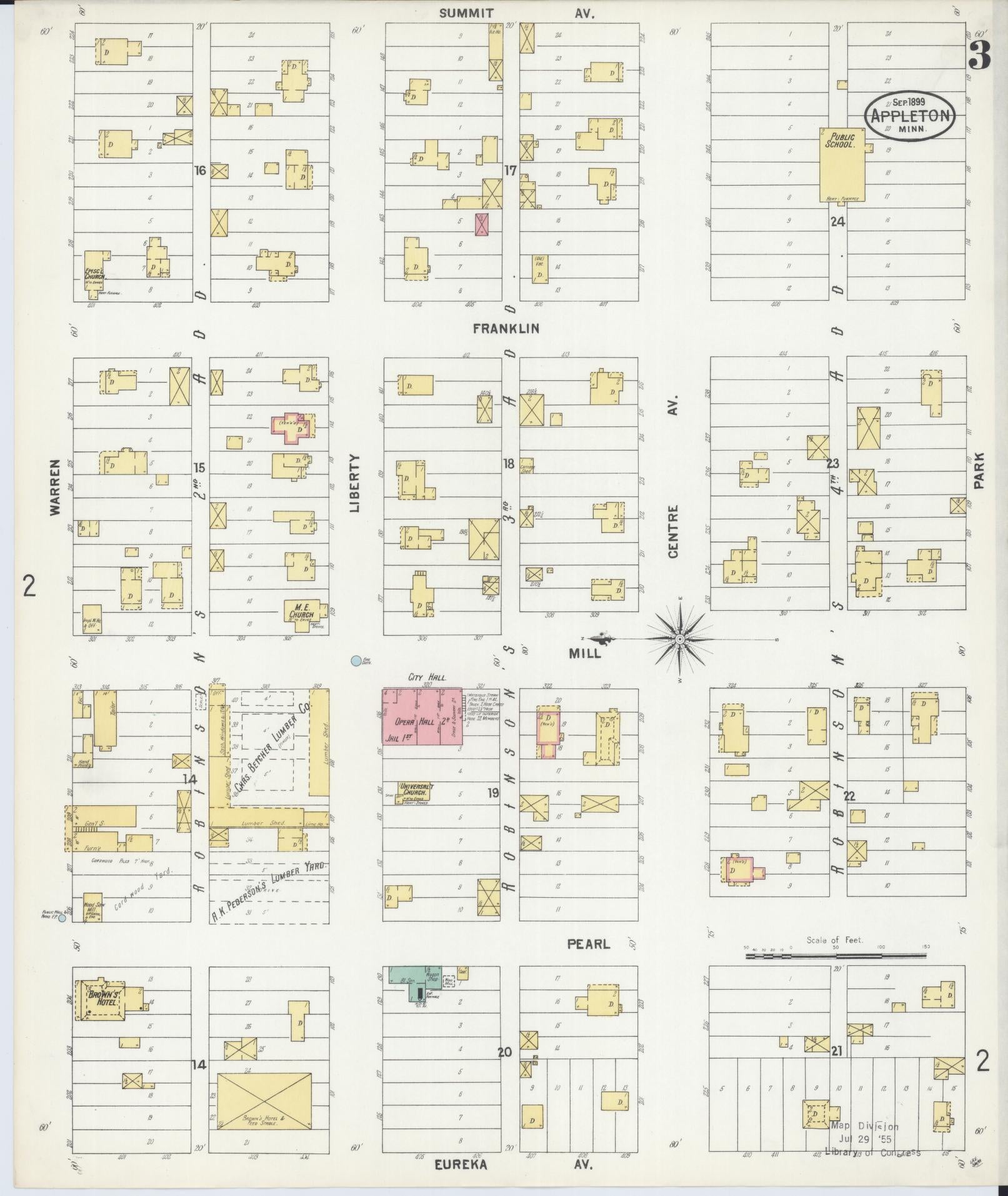 Sanborn Fire Insurance Map from Appleton, Swift County, Minnesota (1899), Sheet #0003 - Historic Sanborn Fire Insurance Map Print, vintage old map wall art, antique decor, genealogy gift, Minnesota Minnesota map