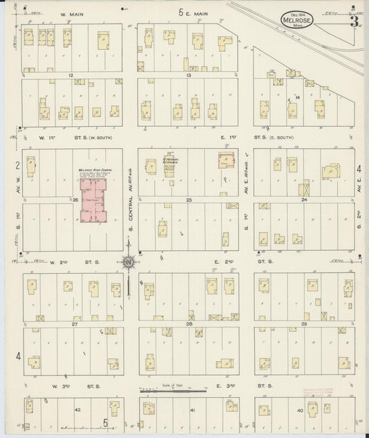 Sanborn Fire Insurance Map from Melrose, Stearns County, Minnesota (1914), Sheet #0003 - Historic Sanborn Fire Insurance Map Print, vintage old map wall art, antique decor, genealogy gift, Minnesota Minnesota map