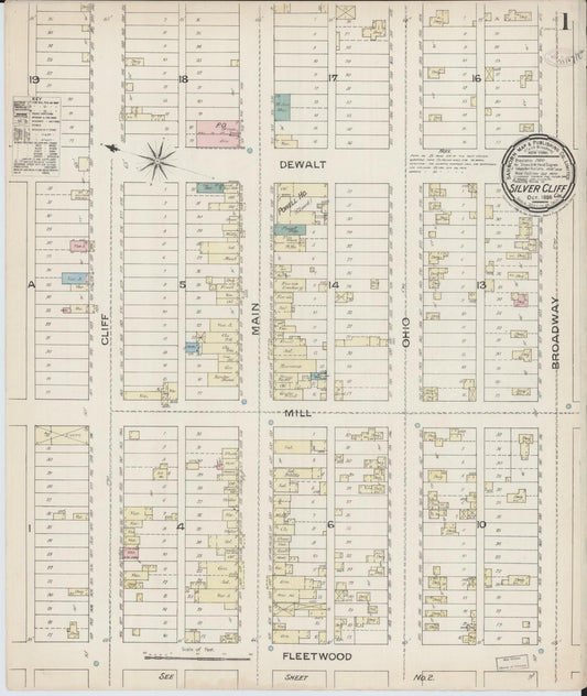 Sanborn Fire Insurance Map from Silver Cliff, Custer County, Colorado (1886), Sheet #0001 - Historic Sanborn Fire Insurance Map Print, vintage old map wall art, antique decor, genealogy gift, Colorado Colorado map