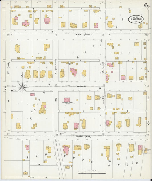Sanborn Fire Insurance Map from Lexington, Lafayette County, Missouri (1900), Sheet #0006 - Historic Sanborn Fire Insurance Map Print, vintage old map wall art, antique decor, genealogy gift, Missouri Missouri map