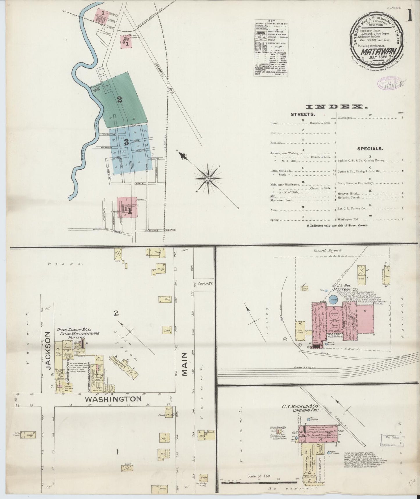 Sanborn Fire Insurance Map from Matawan, Monmouth County, New Jersey. (1886) – Historic Sanborn Fire Insurance Map Print