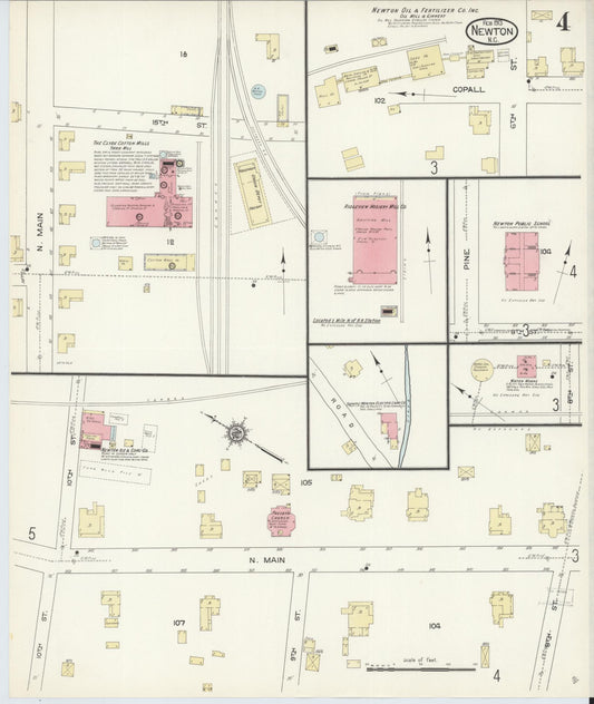 Sanborn Fire Insurance Map from Newton, Catawba County, North Carolina (1913), Sheet #0004 - Historic Sanborn Fire Insurance Map Print, vintage old map wall art, antique decor, genealogy gift, North Carolina North Carolina map