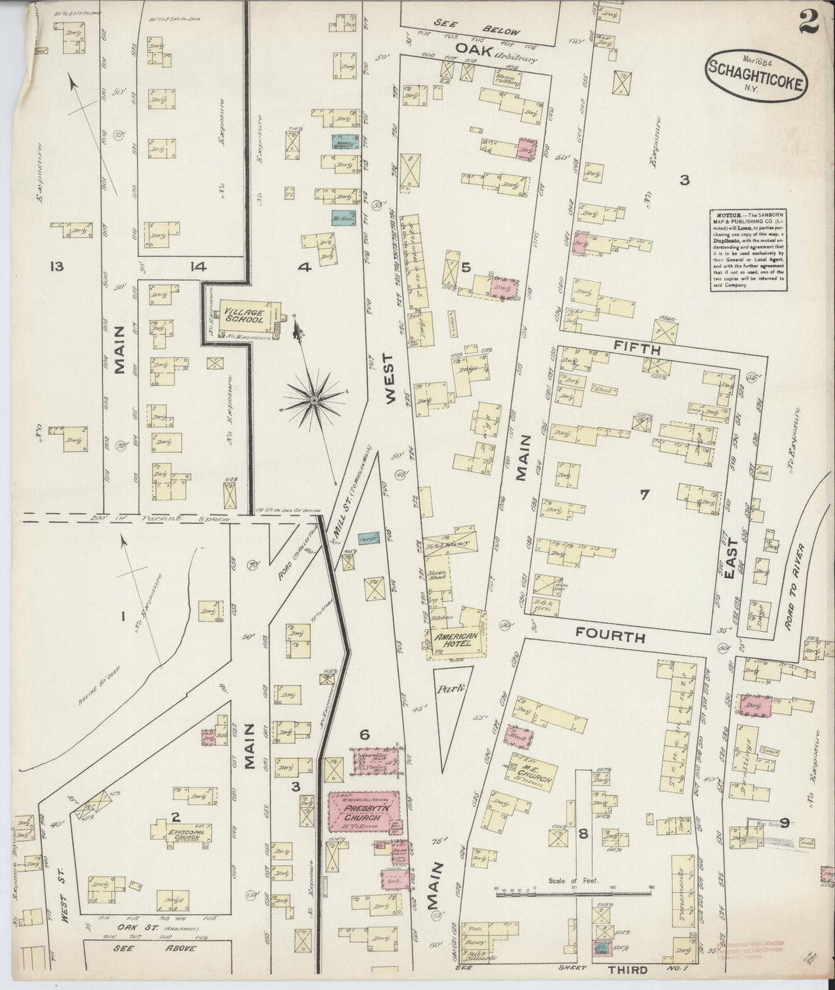 Sanborn Fire Insurance Map from Schaghticoke, Rensselaer County, New York (1884), Sheet #0002 - Historic Sanborn Fire Insurance Map Print, vintage old map wall art, antique decor, genealogy gift, New York New York map