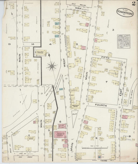 Sanborn Fire Insurance Map from Schaghticoke, Rensselaer County, New York (1884), Sheet #0002 - Historic Sanborn Fire Insurance Map Print, vintage old map wall art, antique decor, genealogy gift, New York New York map