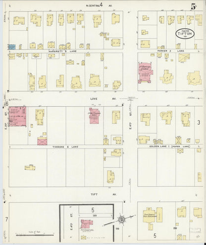 Sanborn Fire Insurance Map from Tifton, Tift County, Georgia (1912), Sheet #0005 - Complete Map Set gallery image, historic Sanborn map, vintage wall art, Georgia Georgia