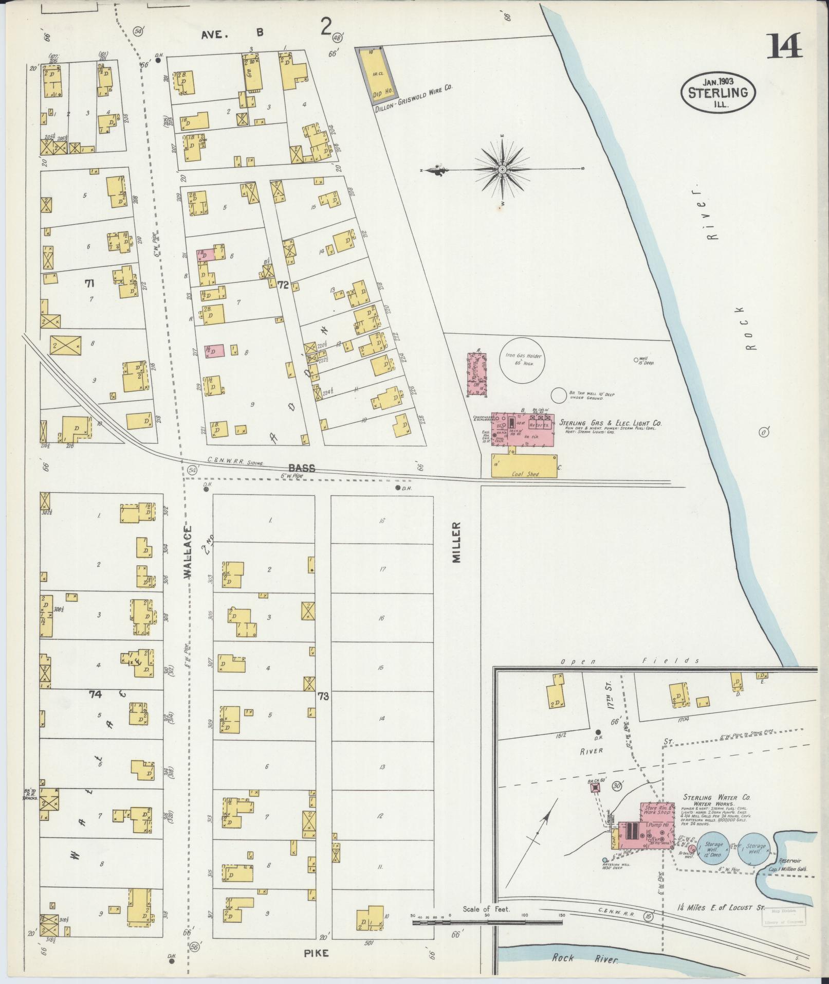 Sanborn Fire Insurance Map from Sterling, Whiteside County, Illinois (1903), Sheet #0014 - Complete Map Set gallery image, historic Sanborn map, vintage wall art, Illinois Illinois