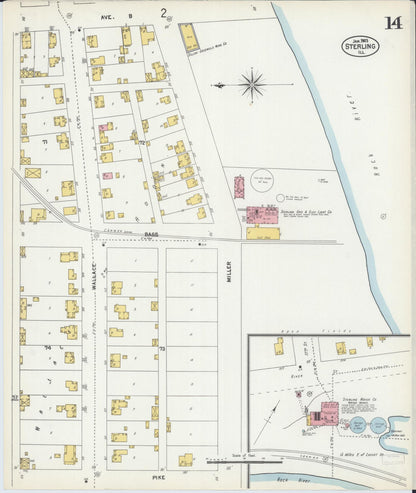 Sanborn Fire Insurance Map from Sterling, Whiteside County, Illinois (1903), Sheet #0014 - Complete Map Set gallery image, historic Sanborn map, vintage wall art, Illinois Illinois