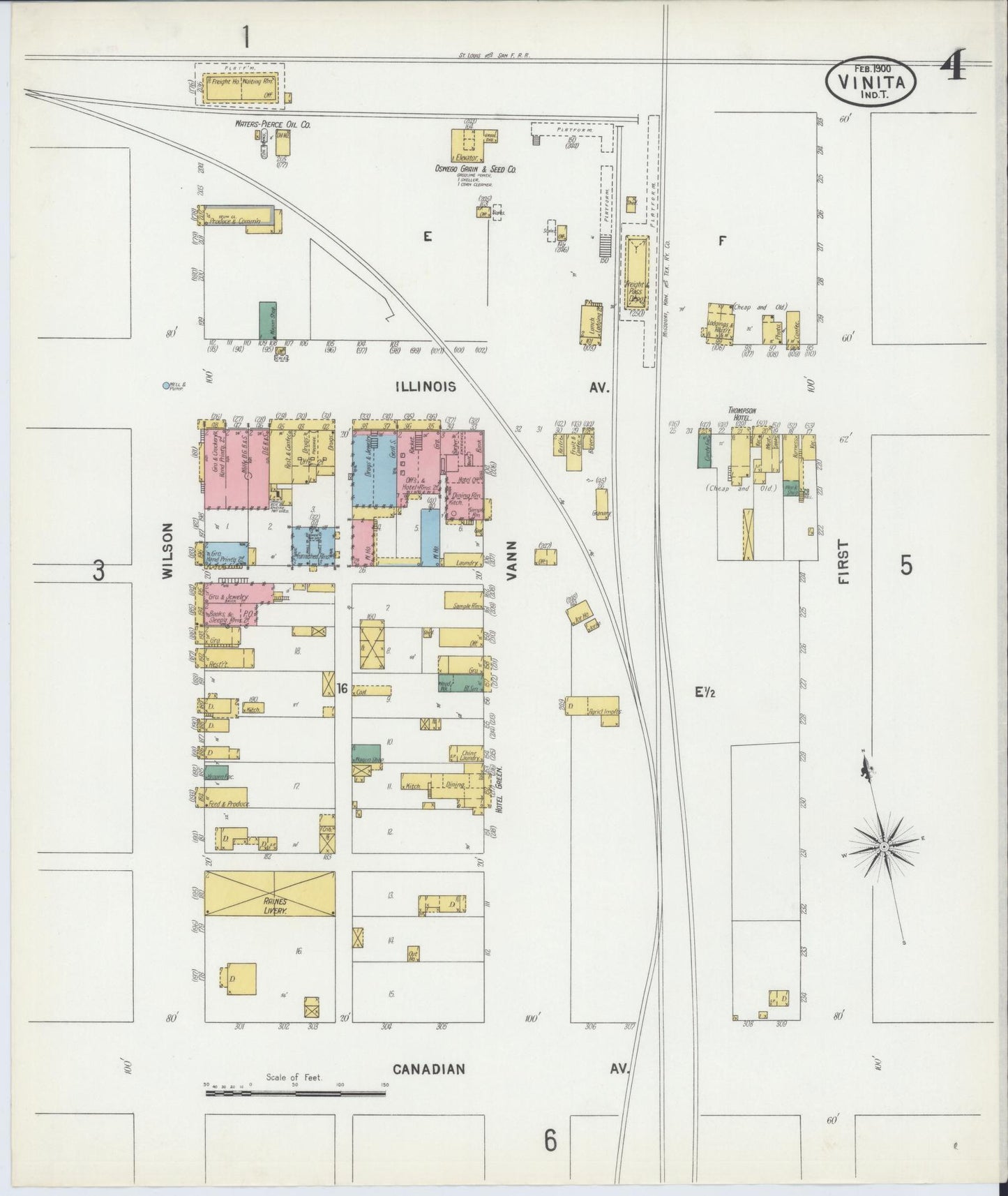 Sanborn Fire Insurance Map from Vinita, Craig County, Oklahoma (1900), Sheet #0004 - Complete Map Set gallery image, historic Sanborn map, vintage wall art, Oklahoma Oklahoma
