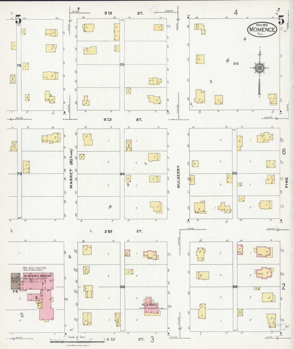 Sanborn Fire Insurance Map from Momence, Kankakee County, Illinois (1924), Sheet #0005 - Historic Sanborn Fire Insurance Map Print, vintage old map wall art, antique decor, genealogy gift, Illinois Illinois map