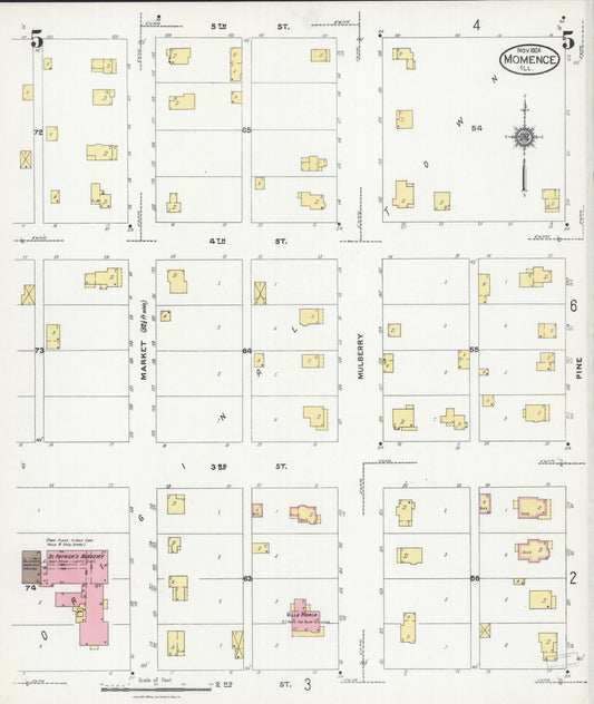 Sanborn Fire Insurance Map from Momence, Kankakee County, Illinois (1924), Sheet #0005 - Historic Sanborn Fire Insurance Map Print, vintage old map wall art, antique decor, genealogy gift, Illinois Illinois map
