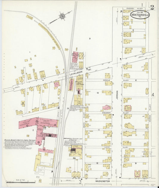 Sanborn Fire Insurance Map from Montoursville, Lycoming County, Pennsylvania (1912), Sheet #0002 - Historic Sanborn Fire Insurance Map Print, vintage old map wall art, antique decor, genealogy gift, Pennsylvania Pennsylvania map
