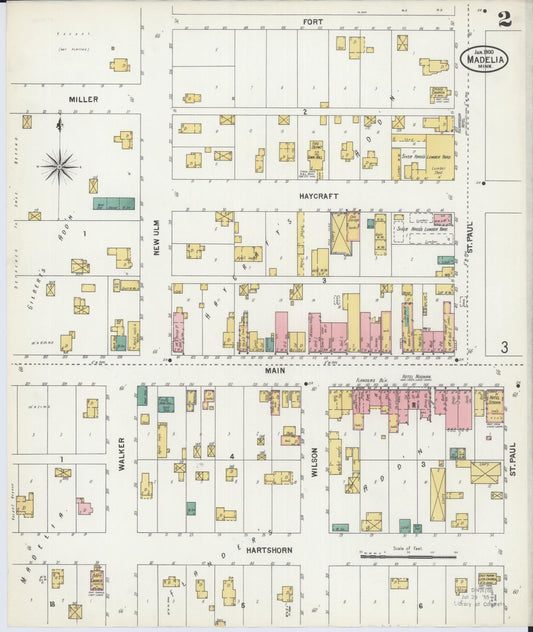 Sanborn Fire Insurance Map from Madelia, Watonwan County, Minnesota (1900), Sheet #0002 - Historic Sanborn Fire Insurance Map Print, vintage old map wall art, antique decor, genealogy gift, Minnesota Minnesota map