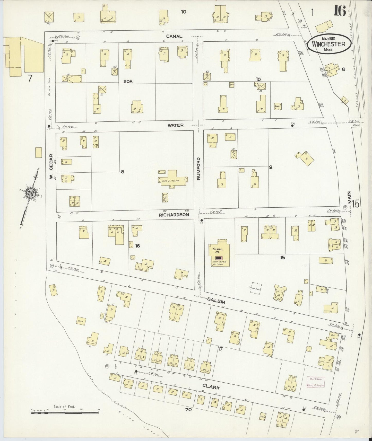 Sanborn Fire Insurance Map from Winchester, Middlesex County, Massachusetts (1910), Sheet #0016 - Complete Map Set gallery image, historic Sanborn map, vintage wall art, Massachusetts Massachusetts