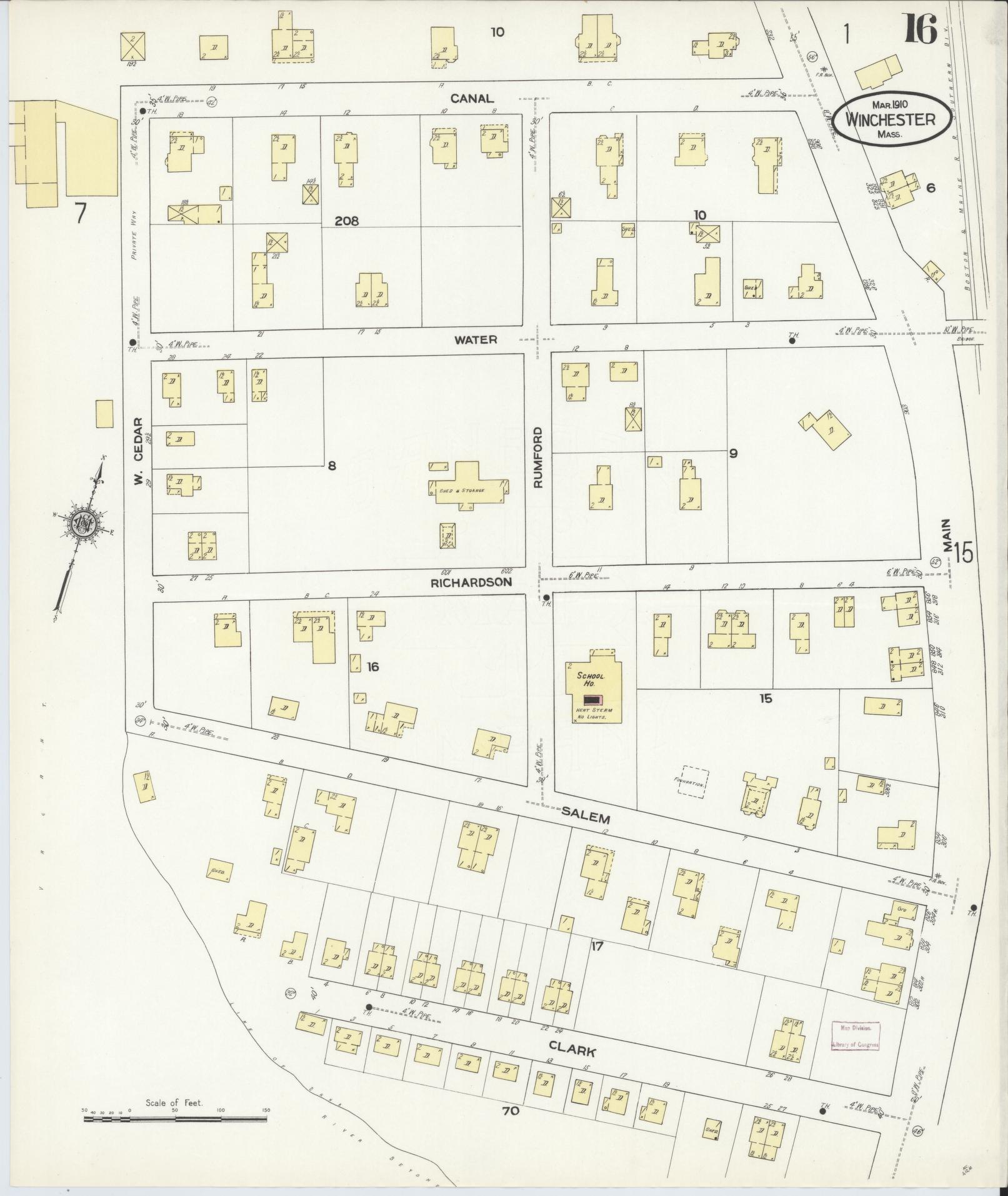 Sanborn Fire Insurance Map from Winchester, Middlesex County, Massachusetts (1910), Sheet #0016 - Complete Map Set gallery image, historic Sanborn map, vintage wall art, Massachusetts Massachusetts