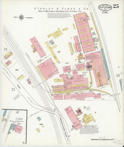 Sanborn Fire Insurance Map from Pottstown, Montgomery County, Pennsylvania (1916), Sheet #0025 - Complete Map Set gallery image, historic Sanborn map, vintage wall art, Pennsylvania Pennsylvania