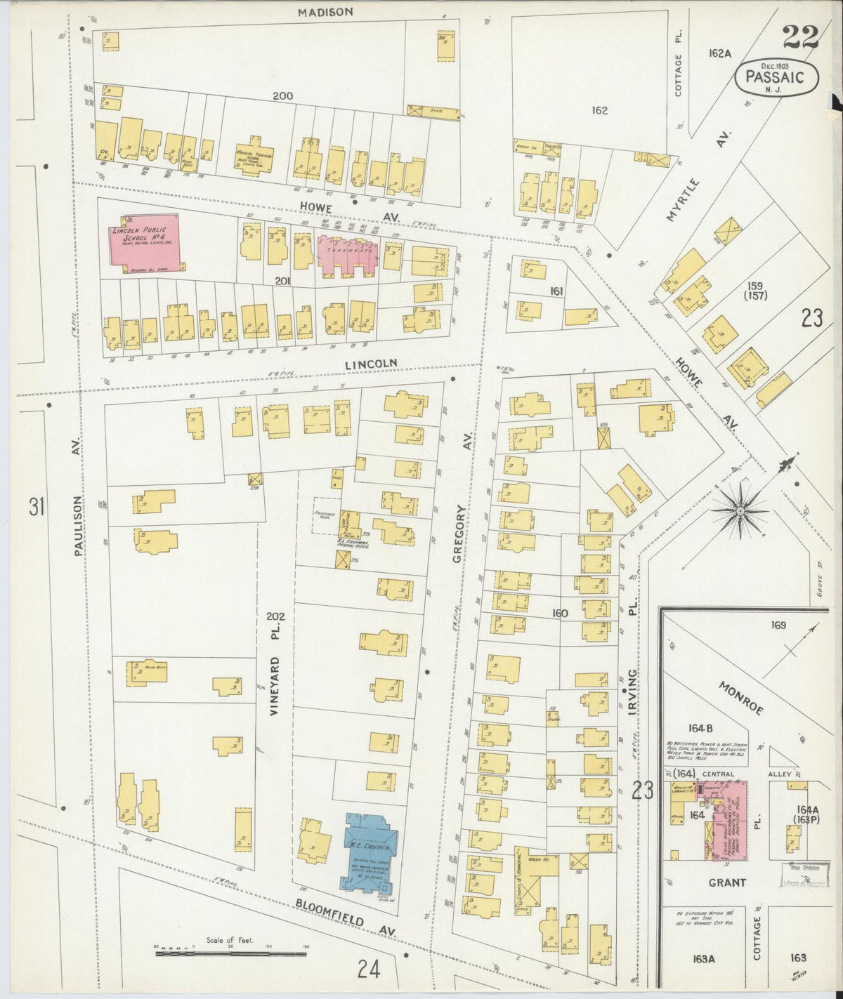 Sanborn Fire Insurance Map from Passaic, Passaic County, New Jersey (1903), Sheet #0022 - Complete Map Set gallery image, historic Sanborn map, vintage wall art, New Jersey New Jersey