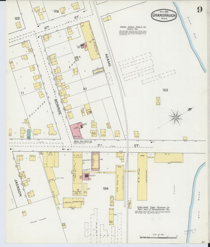 Sanborn Fire Insurance Map from Grand Haven, Ottawa County, Michigan (1892), Sheet #0009 - Complete Map Set gallery image, historic Sanborn map, vintage wall art, Michigan Michigan