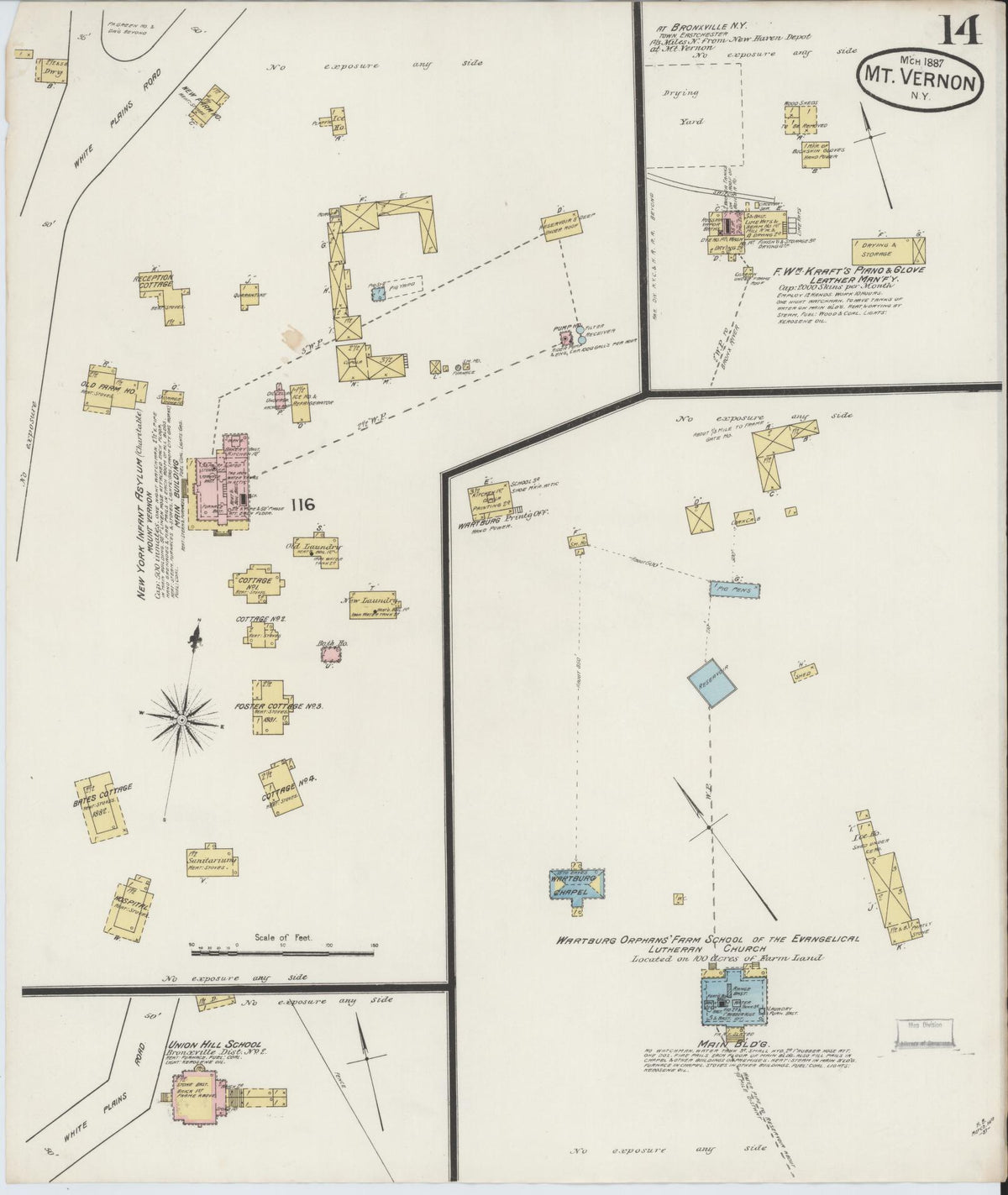 Sanborn Fire Insurance Map from Mount Vernon, Westchester County, New York (1887), Sheet #0014 - Complete Map Set gallery image, historic Sanborn map, vintage wall art, New York New York