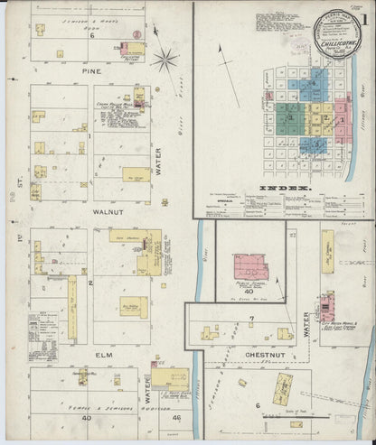 Sanborn Fire Insurance Map from Chillicothe, Peoria County, Illinois (1893), Sheet #0001 - Historic Sanborn Fire Insurance Map Print, vintage old map wall art, antique decor, genealogy gift, Illinois Illinois map