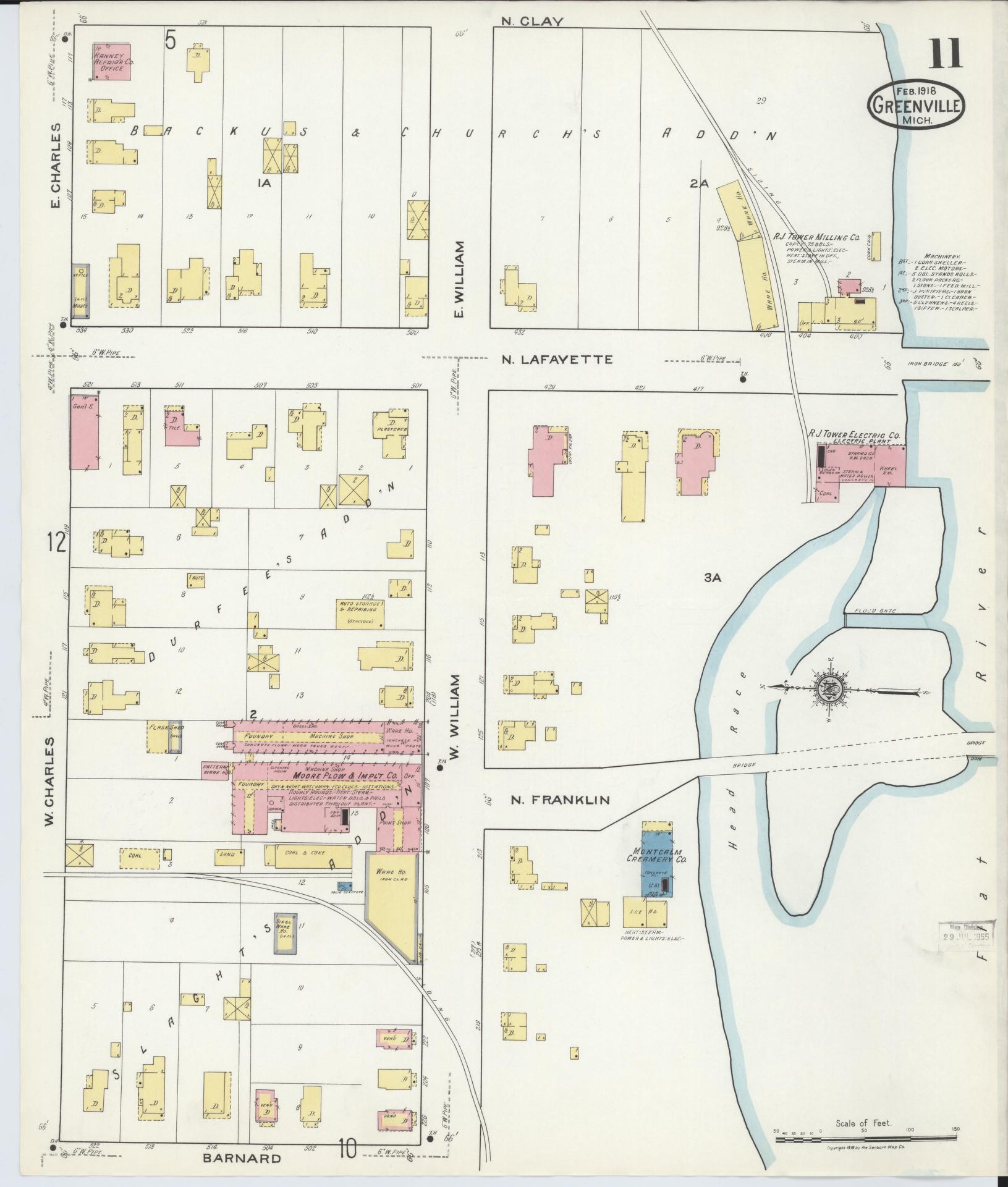 Sanborn Fire Insurance Map from Greenville, Montcalm County, Michigan (1918), Sheet #0011 - Complete Map Set gallery image, historic Sanborn map, vintage wall art, Michigan Michigan