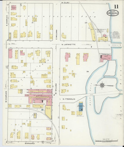 Sanborn Fire Insurance Map from Greenville, Montcalm County, Michigan (1918), Sheet #0011 - Complete Map Set gallery image, historic Sanborn map, vintage wall art, Michigan Michigan