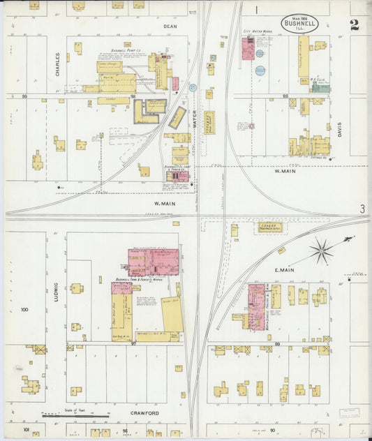 Sanborn Fire Insurance Map from Bushnell, Mcdonough County, Illinois (1906), Sheet #0002 - Historic Sanborn Fire Insurance Map Print, vintage old map wall art, antique decor, genealogy gift, Illinois Illinois map