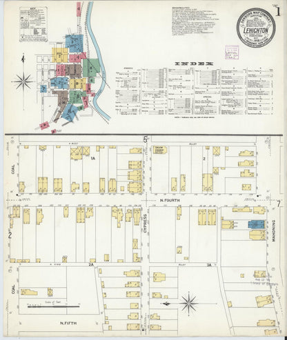 Sanborn Fire Insurance Map from Lehighton, Carbon County, Pennsylvania (1908), Sheet #0001 - Complete Map Set gallery image, historic Sanborn map, vintage wall art, Pennsylvania Pennsylvania