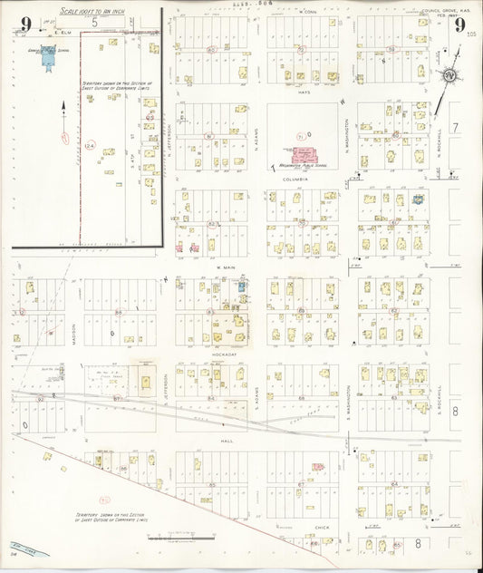 Sanborn Fire Insurance Map from Council Grove, Morris County, Kansas (1944), Sheet #0009 - Historic Sanborn Fire Insurance Map Print, vintage old map wall art, antique decor, genealogy gift, Kansas Kansas map